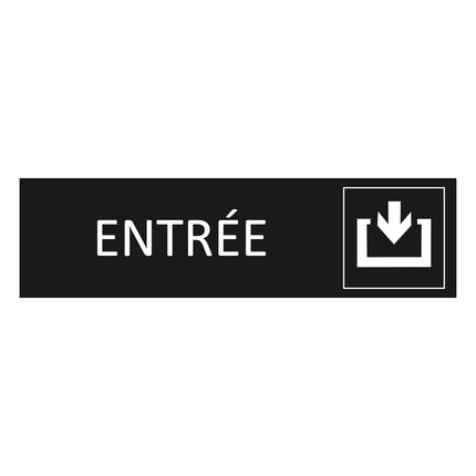 Plaque de porte Entrée - aluminium noir  - 165 x 45 mm
