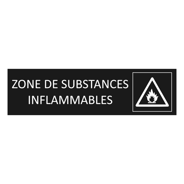 Plaque de porte Zone de substances inflammables - aluminium noir  - 165 x 45 mm