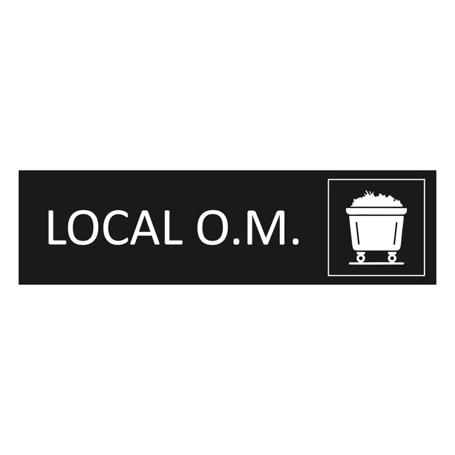 Plaque de porte Local OM - aluminium noir  - 165 x 45 mm