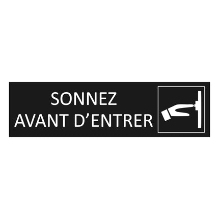 Plaque de porte Sonnez - aluminium noir  - 165 x 45 mm
