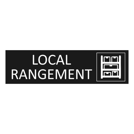 Plaque de porte Local rangement - aluminium noir  - 165 x 45 mm