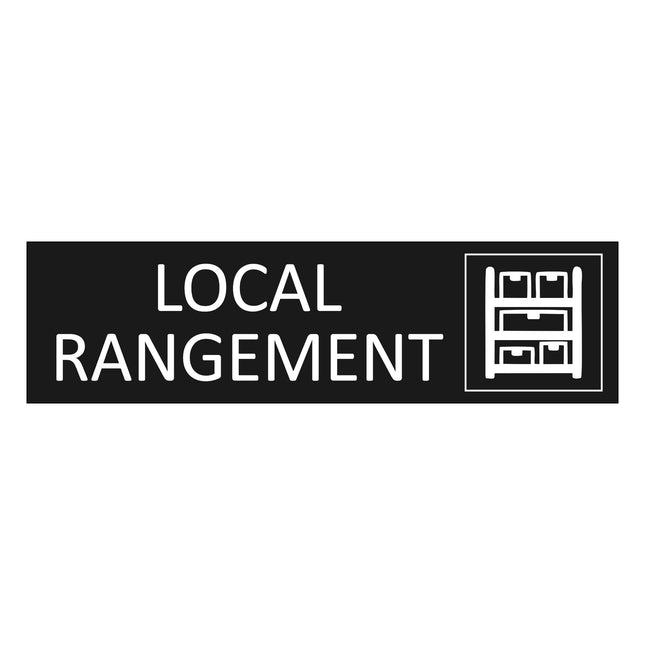 Plaque de porte Local rangement - aluminium noir  - 165 x 45 mm