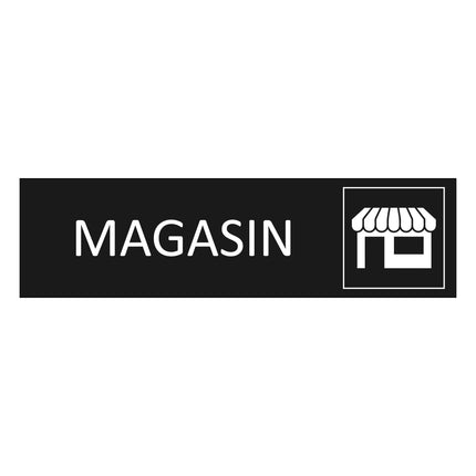 Plaque de porte Magasin - aluminium noir  - 165 x 45 mm