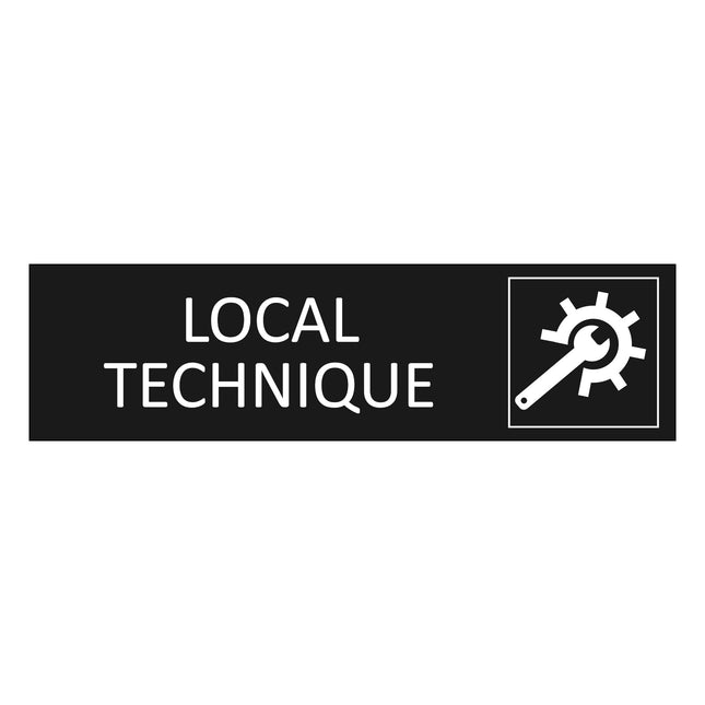 Plaque de porte Local technique - aluminium noir  - 165 x 45 mm