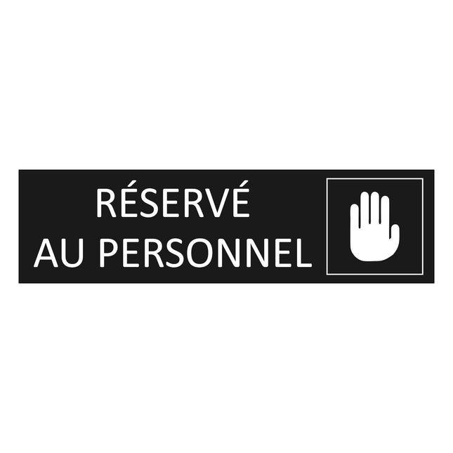Plaque de porte Personnel - aluminium noir  - 165 x 45 mm