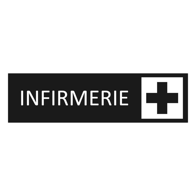 Plaque de porte Infirmerie - aluminium noir  - 165 x 45 mm