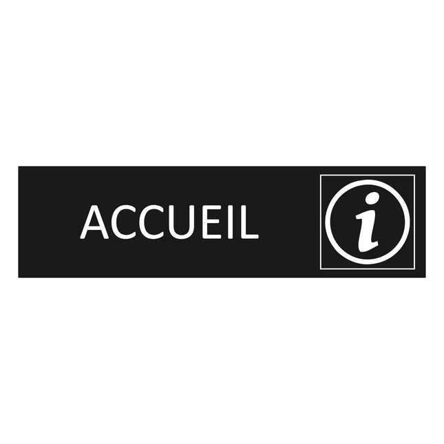 Plaque de porte Accueil - aluminium noir  - 165 x 45 mm