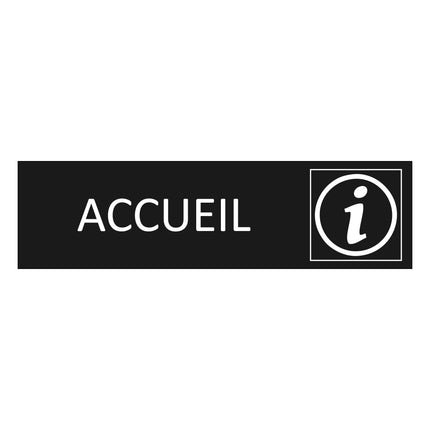 Plaque de porte Accueil - aluminium noir  - 165 x 45 mm