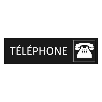 Plaque de porte Téléphone - aluminium noir  - 165 x 45 mm
