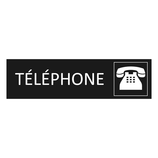 Plaque de porte Téléphone - aluminium noir  - 165 x 45 mm