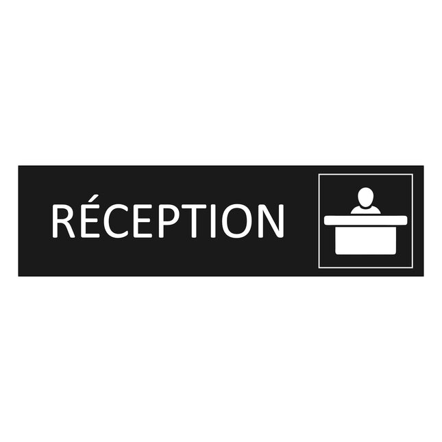 Plaque de porte Réception - aluminium noir  - 165 x 45 mm