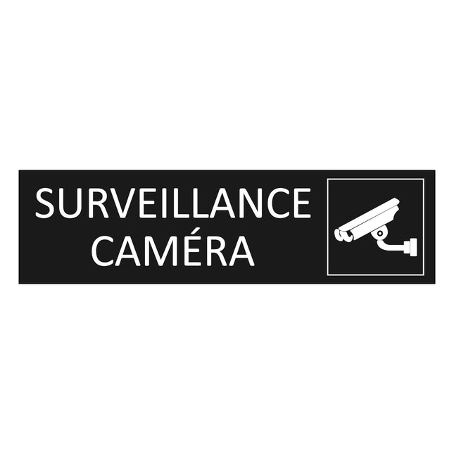 Plaque de porte Surveillance caméra - aluminium noir  - 165 x 45 mm