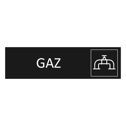Plaque de porte Gaz - aluminium noir  - 165 x 45 mm