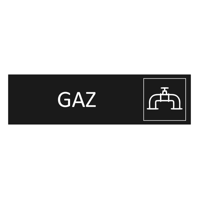 Plaque de porte Gaz - aluminium noir  - 165 x 45 mm