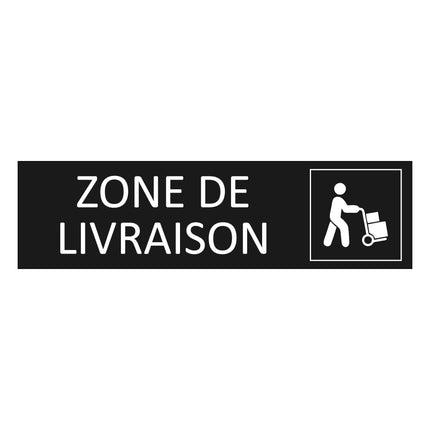 Plaque de porte Zone de livraison - aluminium noir  - 165 x 45 mm