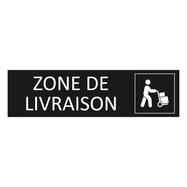 Plaque de porte Zone de livraison - aluminium noir  - 165 x 45 mm