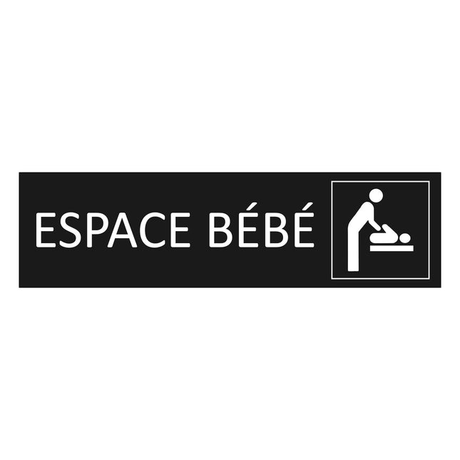 Plaque de porte Espace bébé - aluminium noir  - 165 x 45 mm