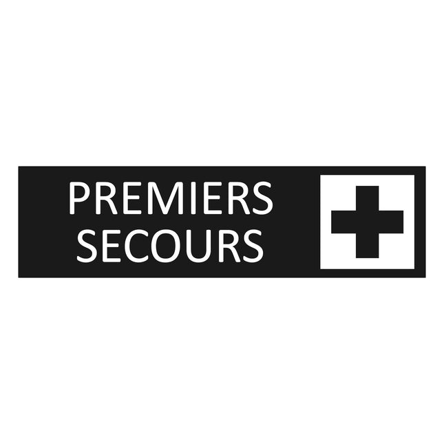 Plaque de porte Premiers secours - aluminium noir  - 165 x 45 mm