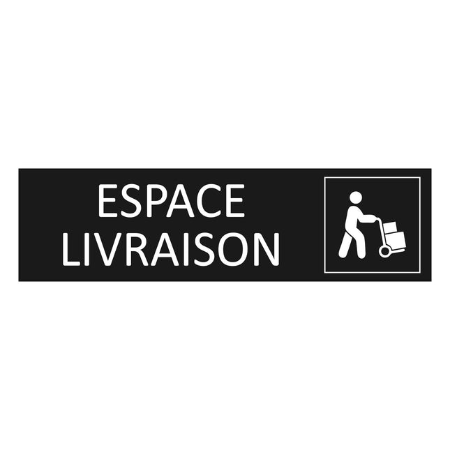 Plaque de porte Espace livraison - aluminium noir  - 165 x 45 mm