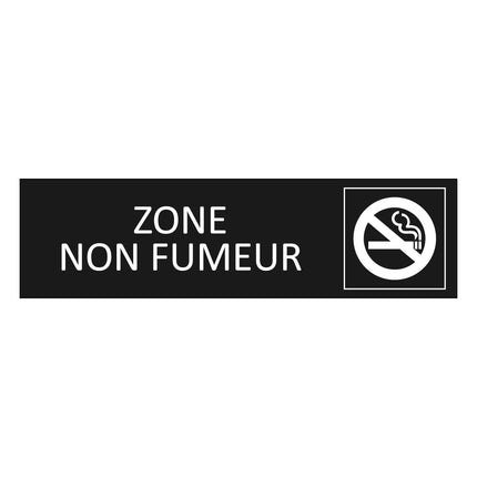 Plaque de porte Zone non fumeur - aluminium noir  - 165 x 45 mm