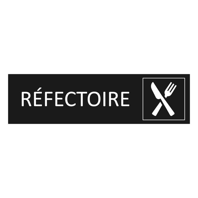 Plaque de porte Réfectoire - aluminium noir  - 165 x 45 mm