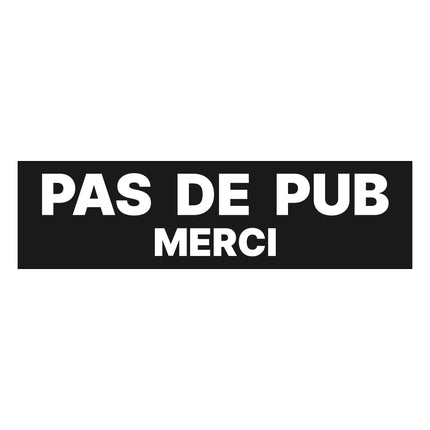 Plaque de porte Pas de pub - aluminium noir  - 165 x 45 mm