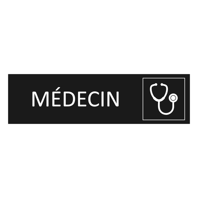 Plaque de porte Médecin - aluminium noir  - 165 x 45 mm