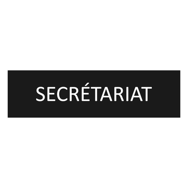 Plaque de porte Secrétariat - aluminium noir  - 165 x 45 mm