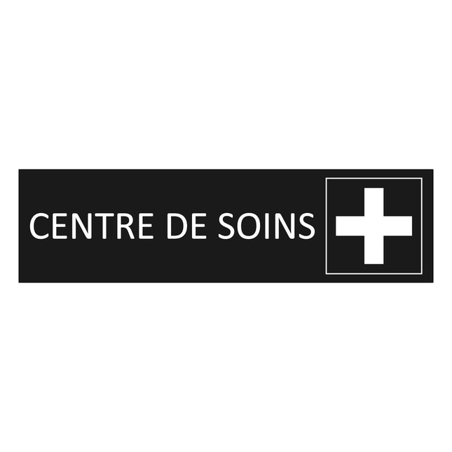 Plaque de porte Centre de soins - aluminium noir  - 165 x 45 mm