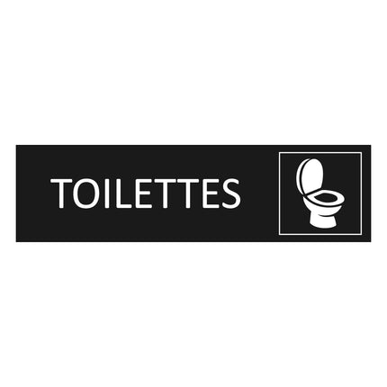 Plaque de porte Toilettes - aluminium noir  - 165 x 45 mm