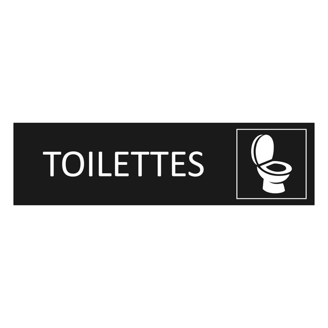 Plaque de porte Toilettes - aluminium noir  - 165 x 45 mm