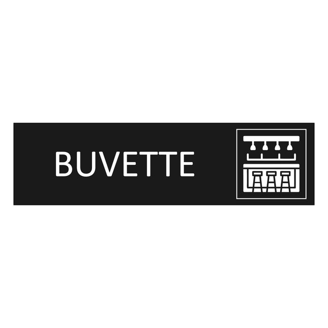 Plaque de porte Buvette - aluminium noir  - 165 x 45 mm