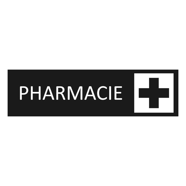Plaque de porte Pharmacie - aluminium noir  - 165 x 45 mm