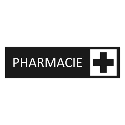 Plaque de porte Pharmacie - aluminium noir  - 165 x 45 mm