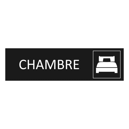Plaque de porte Chambre - aluminium noir  - 165 x 45 mm