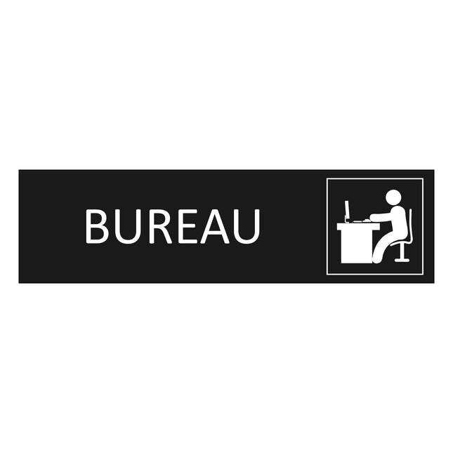 Plaque de porte Bureau - aluminium noir  - 165 x 45 mm