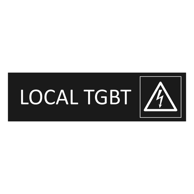 Plaque de porte Local TGBT - aluminium noir  - 165 x 45 mm