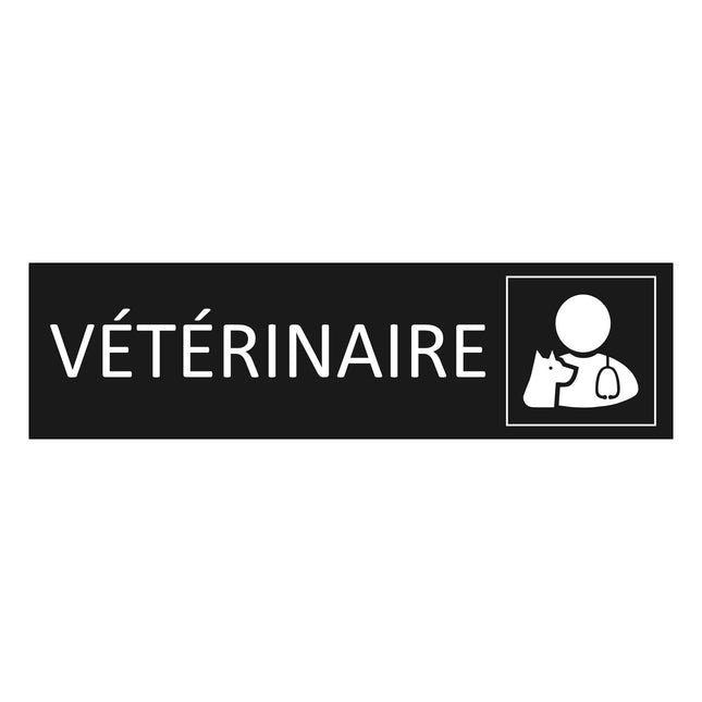 Plaque de porte Vétérinaire - aluminium noir  - 165 x 45 mm