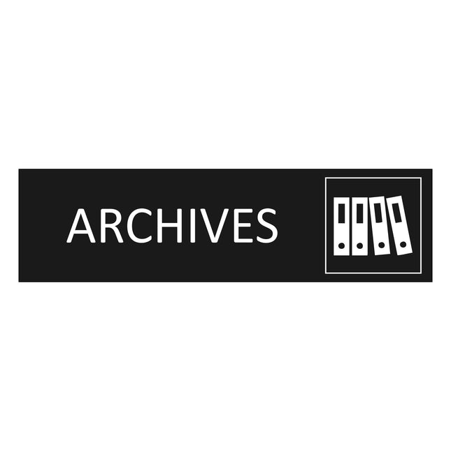 Plaque de porte Archives - aluminium noir  - 165 x 45 mm