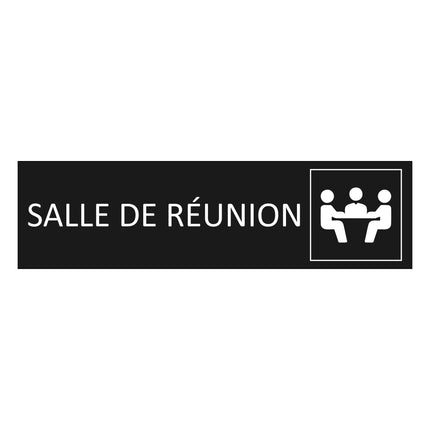 Plaque de porte Salle de réunion - aluminium noir  - 165 x 45 mm