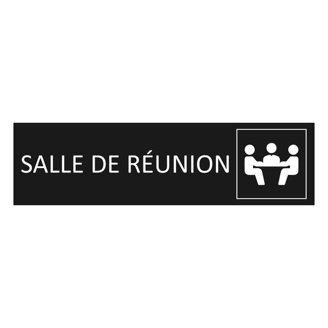 Plaque de porte Salle de réunion - aluminium noir  - 165 x 45 mm