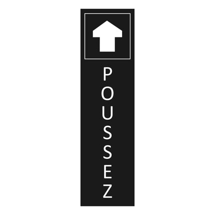 Plaque de porte Poussez - aluminium noir  - 165 x 45 mm