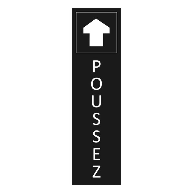 Plaque de porte Poussez - aluminium noir  - 165 x 45 mm