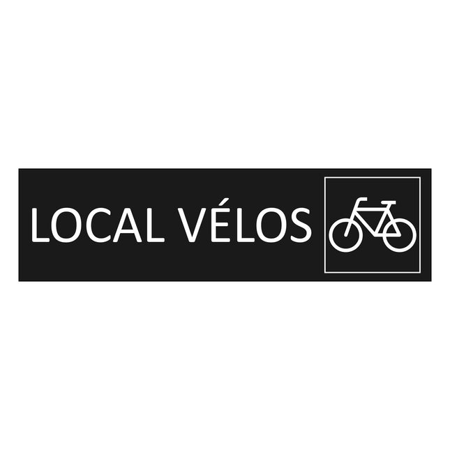 Plaque de porte Local vélos - aluminium noir  - 165 x 45 mm