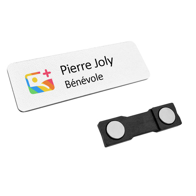 Badge nominatif en plastique personnalisé - 75 x 25 mm - par pièce
