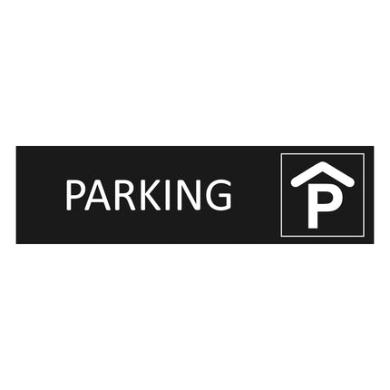 Plaque de porte Parking -  aluminium noir - 165 x 45 mm