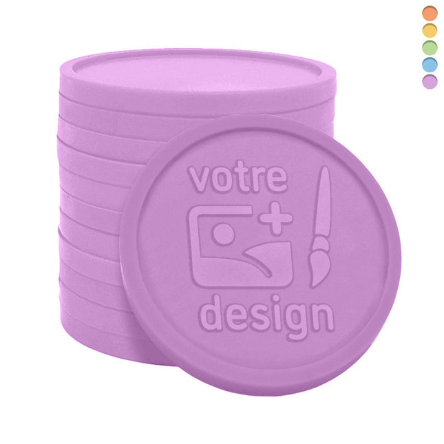 Jetons personnalisés gravés en relief recyclés - Ø38 mm - 1000 pièces
