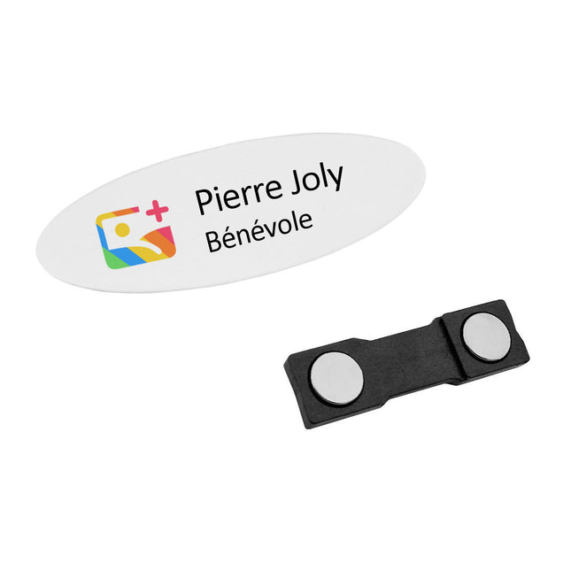 Badge nominatif personnalisé plastique Top - 75 x 25 mm - par pièce