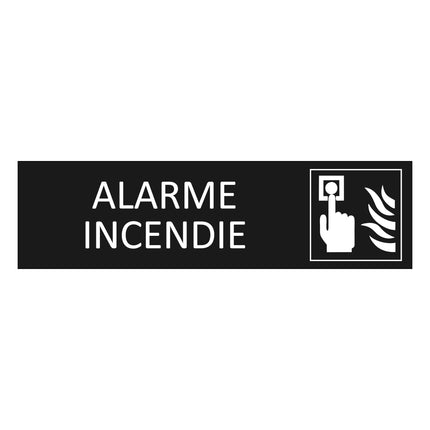 Plaque de porte Alarme incendie - aluminium noir  - 165 x 45 mm