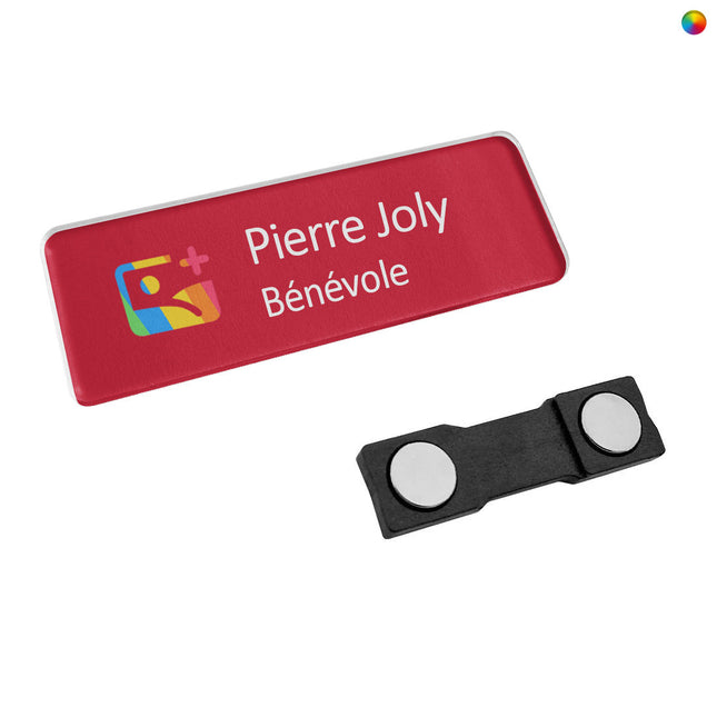 Badge nominatif personnalisé plexiglas - 75 x 25 mm - par pièce